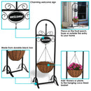 Sunnydaze Outdoor Welcome Sign with Hanging Basket Planter Stand - 48"
