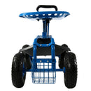 Sunnydaze Rolling Garden Cart with Steering Handle and Swivel Seat