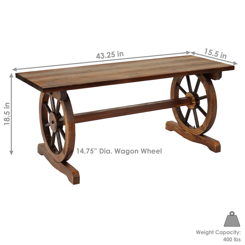 Detail of 15.75" wagon wheel bench base