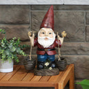 garden gnome with red hat and pails