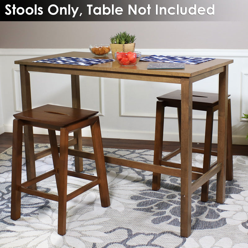 Sunnydaze Set of 2 Modern Counter Height Stools Dark Walnut