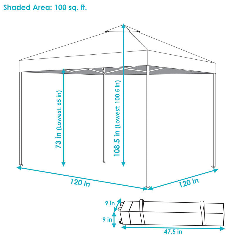 Three bullet points highlighting the main features of the pop up canopy. 