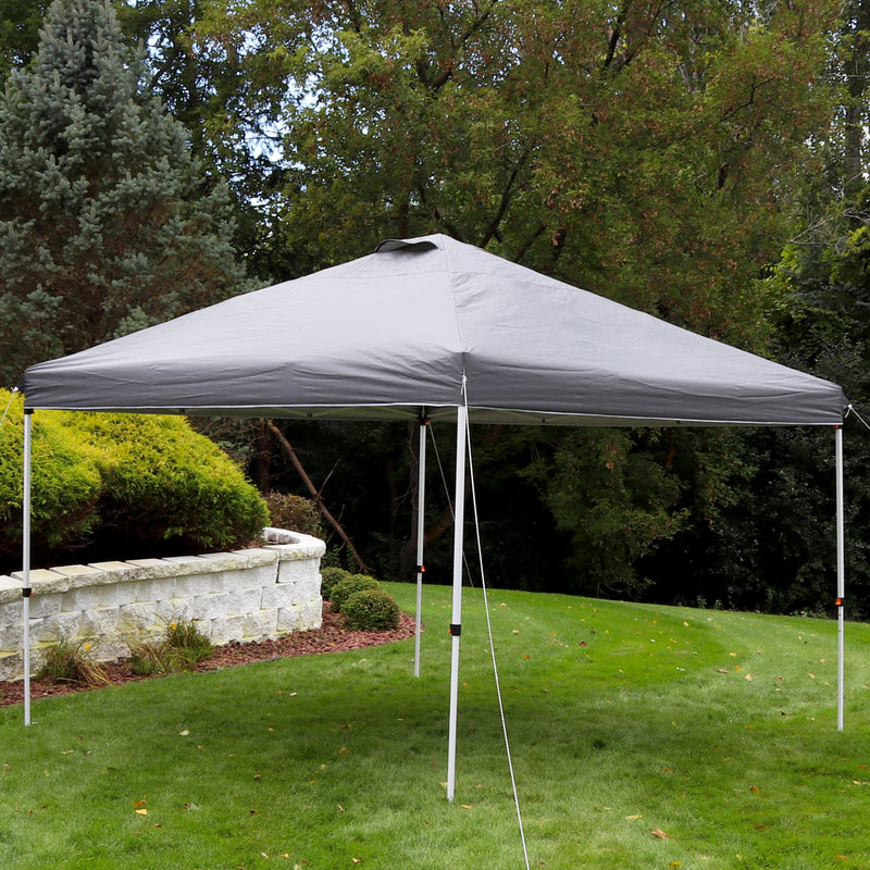 gray fabric pop up canopy shade with vent