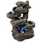 Sunnydaze Staggered Rock Falls Tabletop Fountain with LED Lights - 13-Inch