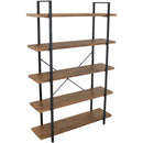 Sunnydaze 5-Tier Bookshelf - Industrial Style with Freestanding Open Shelves & Veneer Finish