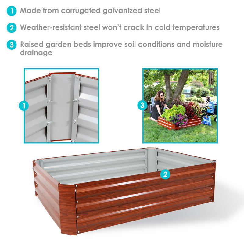 Sunnydaze Galvanized Steel Raised Garden Bed - Large Rectangle - 47"