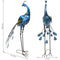 Sunnydaze Metal Peacock Garden Statue - 34" - Set of 2