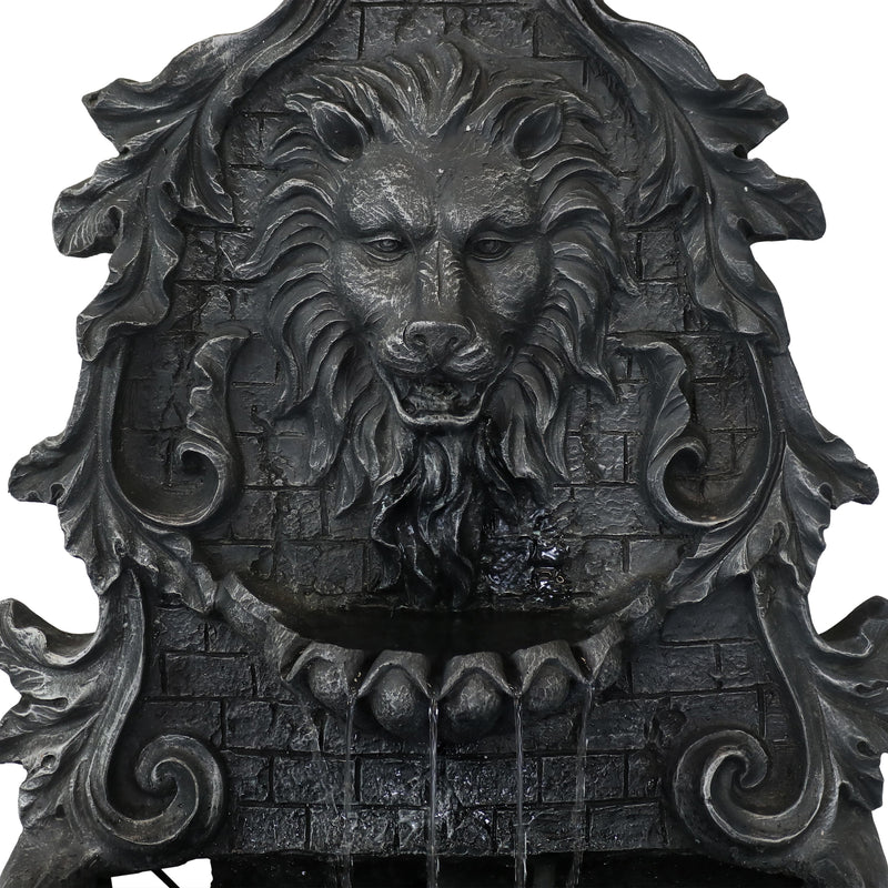 Sunnydaze Stoic Courage Lion Head Solar Fountain with Battery Backup