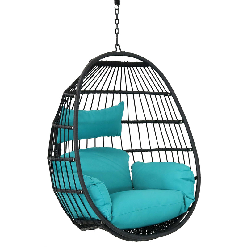 Sunnydaze Dalia Outdoor Hanging Egg Chair with Seat Cushions - 45-Inch