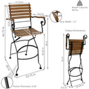 Sunnydaze Deluxe European Chestnut Folding Bistro Bar Chair with Arms