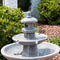 Sunnydaze 2-Tiered Pagoda Outdoor Water Fountain with LED Light - 40"