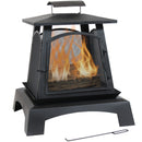 Sunnydaze Pagoda Style Steel with Black Finish Outdoor Fireplace - 32-Inch