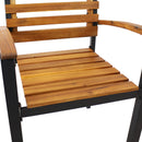 Sunnydaze Julian Set of 2 Acacia Wood and Steel Outdoor Patio Armchairs