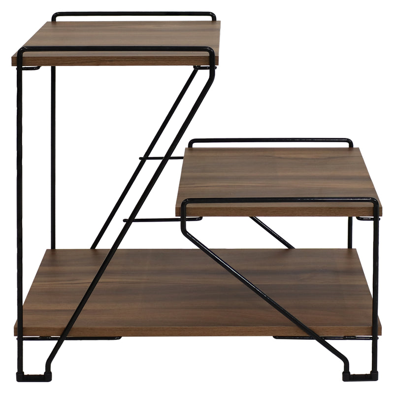 Sunnydaze Side Table with Faux Woodgrain Shelves - 21” H