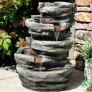 lighted cobblestone fountain with LED lights