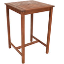 Sunnydaze Meranti Wood 27.5-Inch Square Outdoor Bar Height Table with Teak Oil Finish