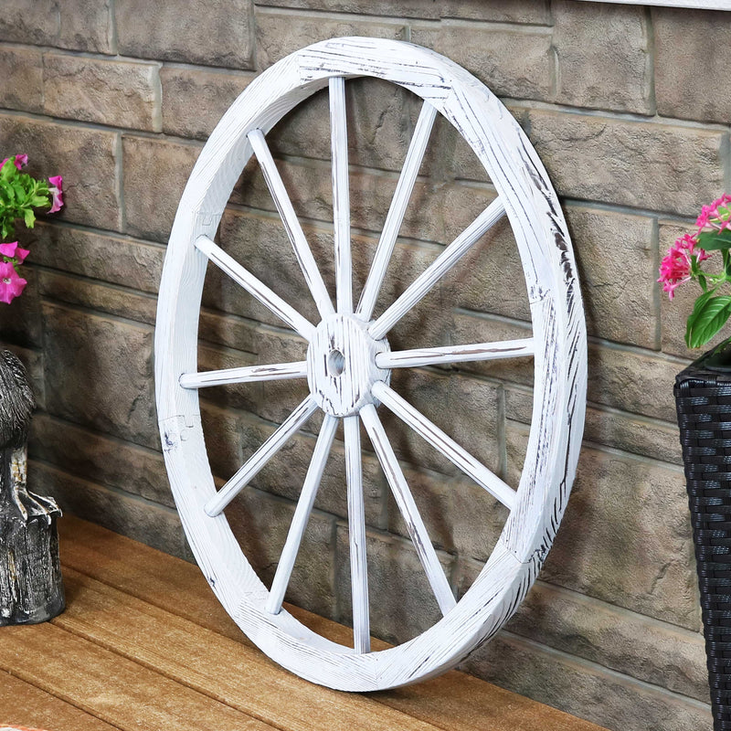 Sunnydaze Decorative Rustic Wooden Wagon Wheel