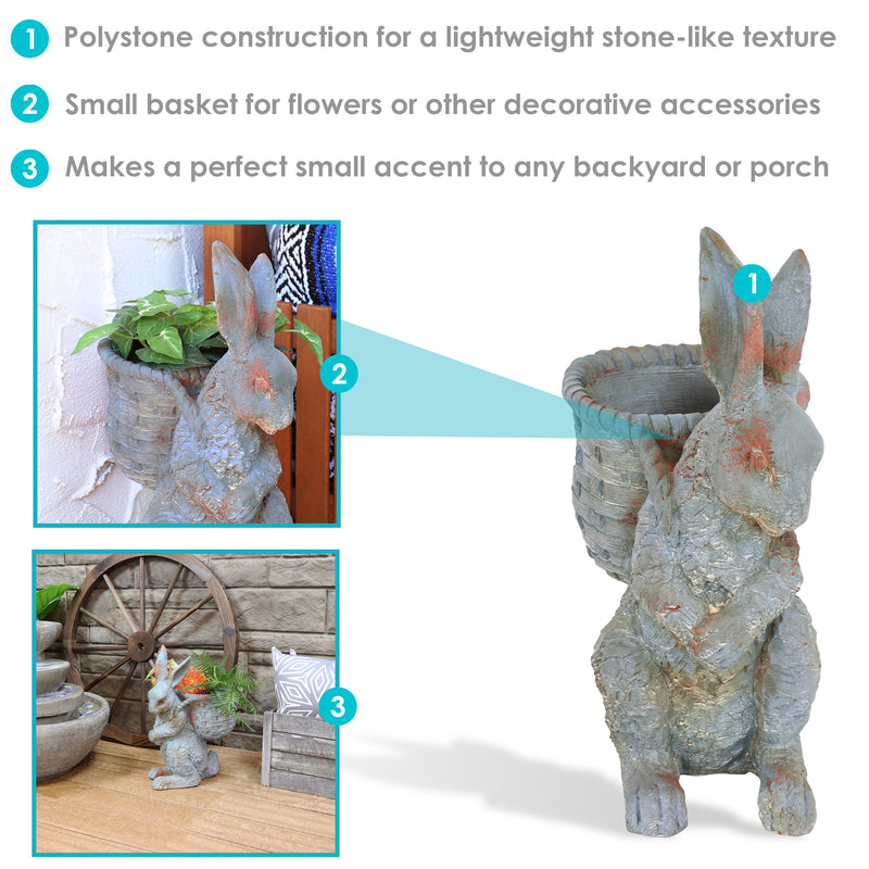 Sunnydaze Roman the Carrot Collector Indoor/Outdoor Rabbit Statue