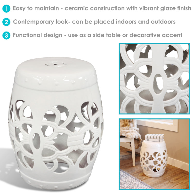 white ceramic decorative garden stool