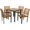 Sunnydaze Julian 5-Piece Outdoor Patio Dining Set - 1 Table and 4 Armchairs