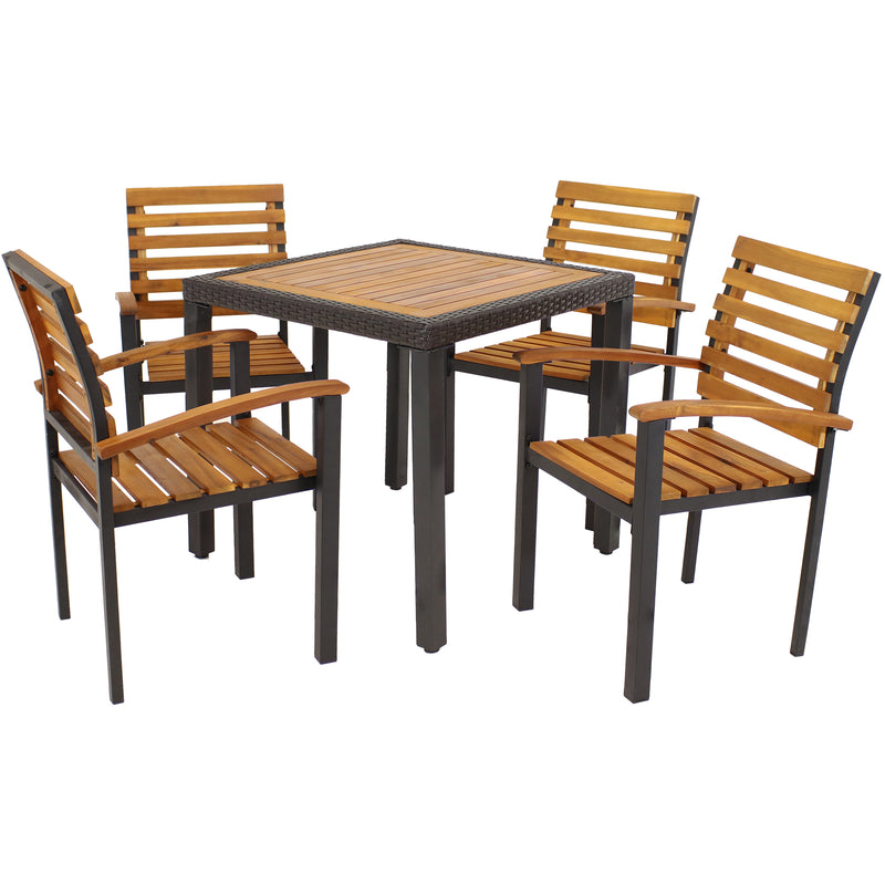 Sunnydaze Julian 5-Piece Outdoor Patio Dining Set - 1 Table and 4 Armchairs