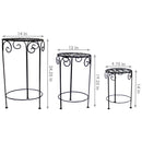 Sunnydaze Metal Iron Plant Stand with Scroll Design - Set of 3 - Black