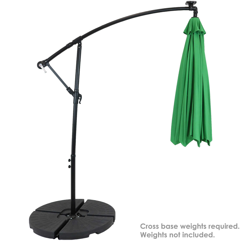 Sunnydaze Offset Patio Umbrella with Solar LED Lights - 10-Foot - Emerald
