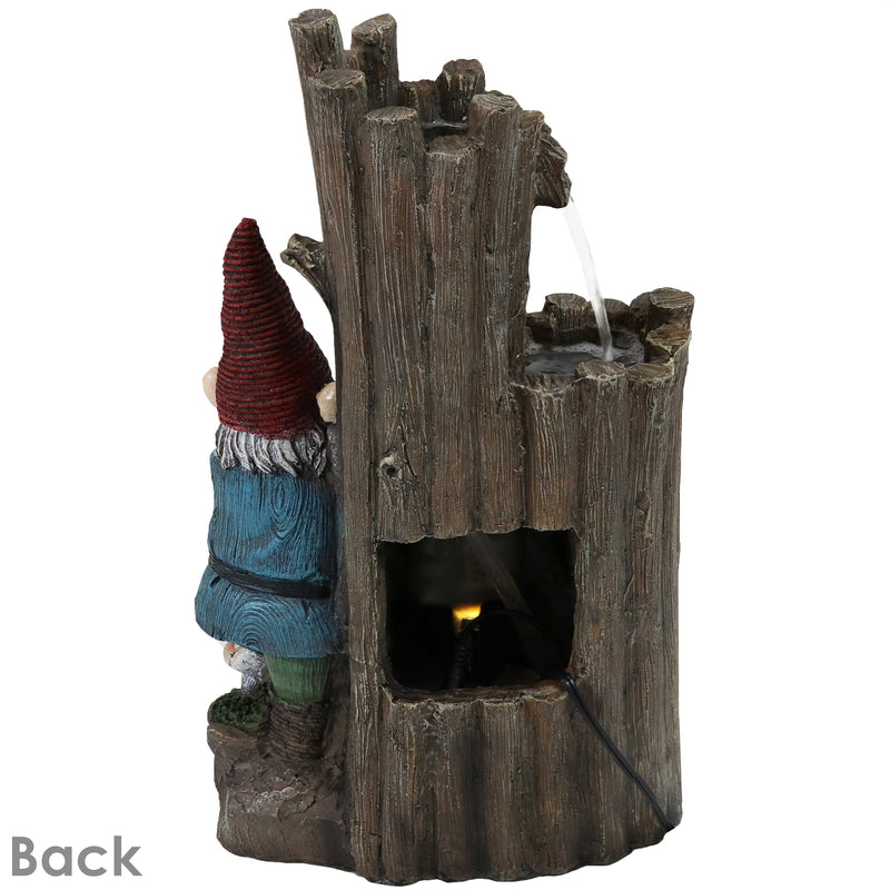Sunnydaze Resting Gnome Outdoor Water Fountain with LED Light - 17"
