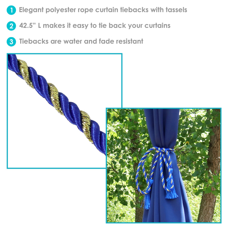 Sunnydaze Indoor/Outdoor Rope Curtain Tiebacks with Tassels