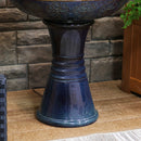 Sunnydaze Double Tier Outdoor Ceramic Fountain with LED Lights - 38"