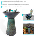 Sunnydaze Gathering Birds Ceramic Outdoor Fountain with LED Lights - 28.25"