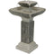 Sunnydaze Square 2-Tier Outdoor Bird Bath Water Fountain with LED Lights, 25-Inch