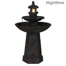 Sunnydaze 2-Tiered Pagoda Outdoor Water Fountain with LED Light - 40"
