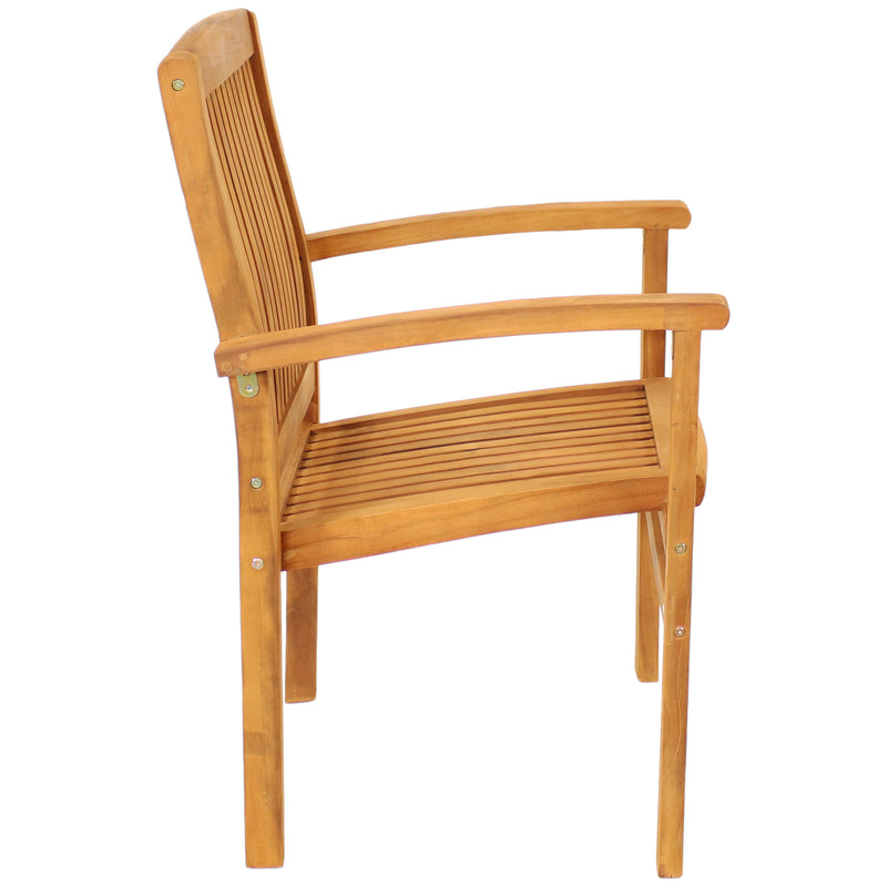 Sunnydaze Teak Wood Stackable Outdoor Patio Dining Chair