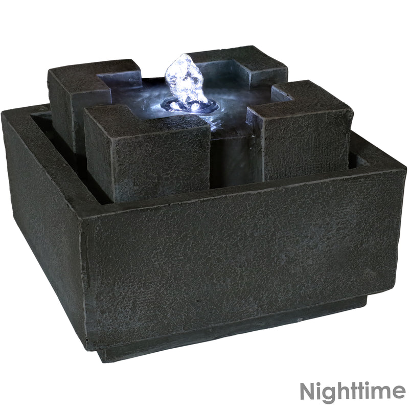 Sunnydaze Square Dynasty Bubbling Indoor Tabletop Fountain - 7"