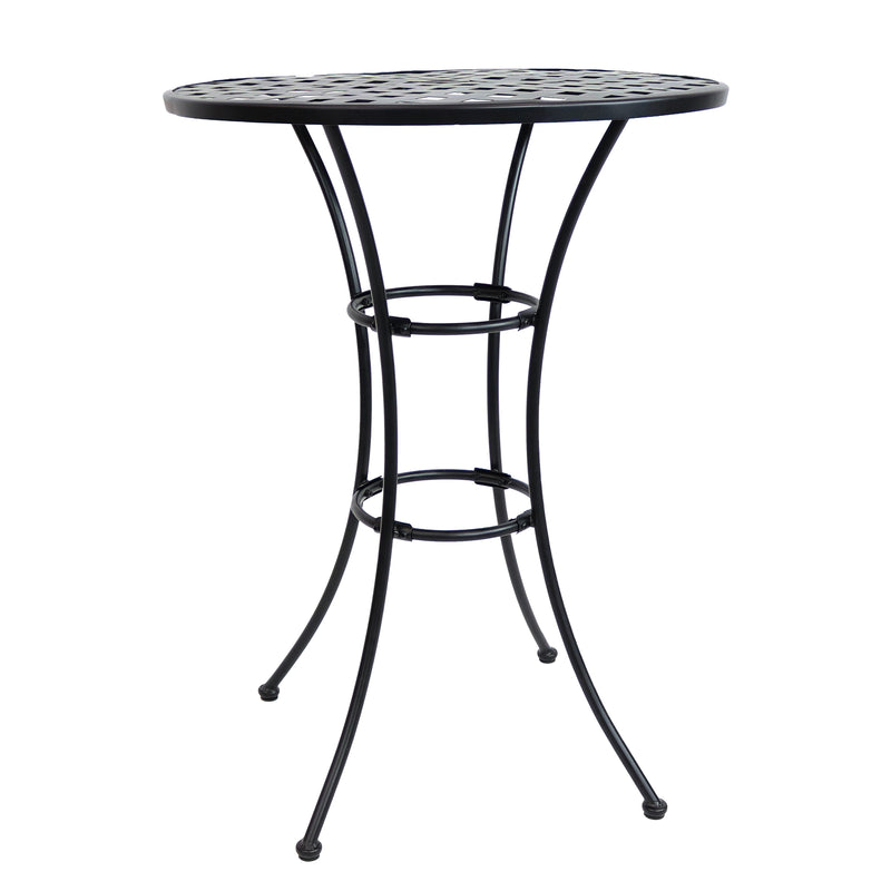 Sunnydaze Elegant Round Black Wrought Iron Bar Table - 30" Diameter