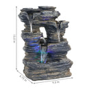 Sunnydaze Five Stream Rock Cavern Indoor Tabletop Water Fountain with LED Lights - 13"
