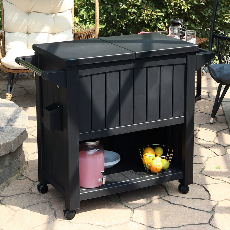 Sunnydaze Outdoor Bar Cart with Cooler and Prep Table