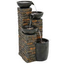 Sunnydaze Staggered Pottery Bowls Tiered Outdoor Fountain with Lights - 34"