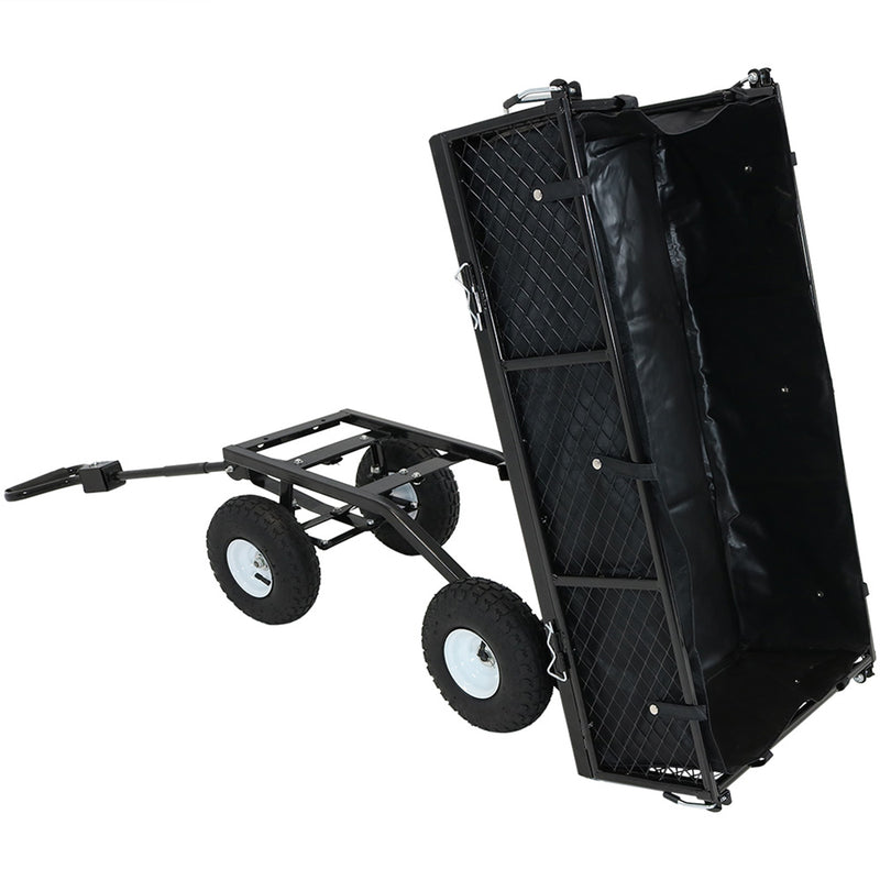 Sunnydaze Steel Dumping Utility Cart with Removable Sides and Liner