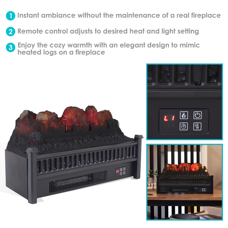 heated log electric fireplace insert
