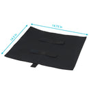 Black polyester sandbag canopy weight with two hook and loop fastener for attaching