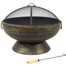 Sunnydaze 30" Royal Outdoor Steel Fire Pit with Spark Screen and Poker