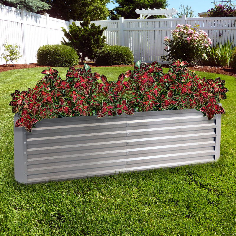 silver rectangle galvalume steel raised garden bed