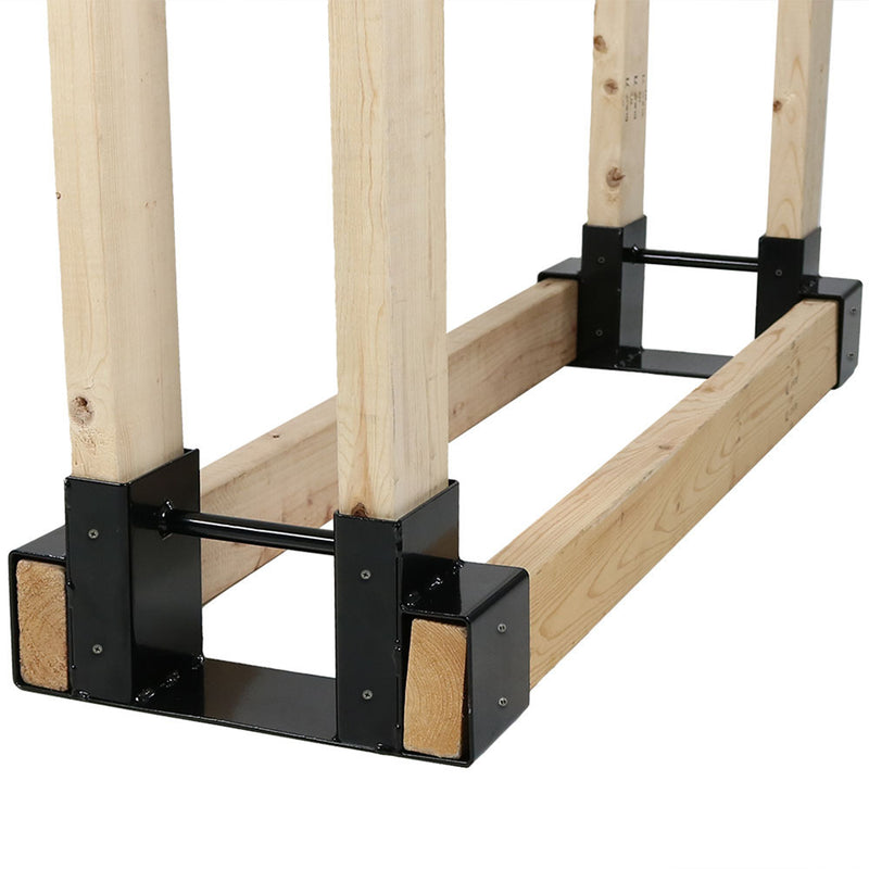 Sunnydaze Firewood Log Rack Brackets Kit - Adjustable to Any Length - Steel