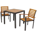 Sunnydaze Julian 3-Piece Outdoor Patio Dining Set - 1 Table and 2 Armchairs