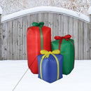 Dimension image for the holiday present trio inflatable.