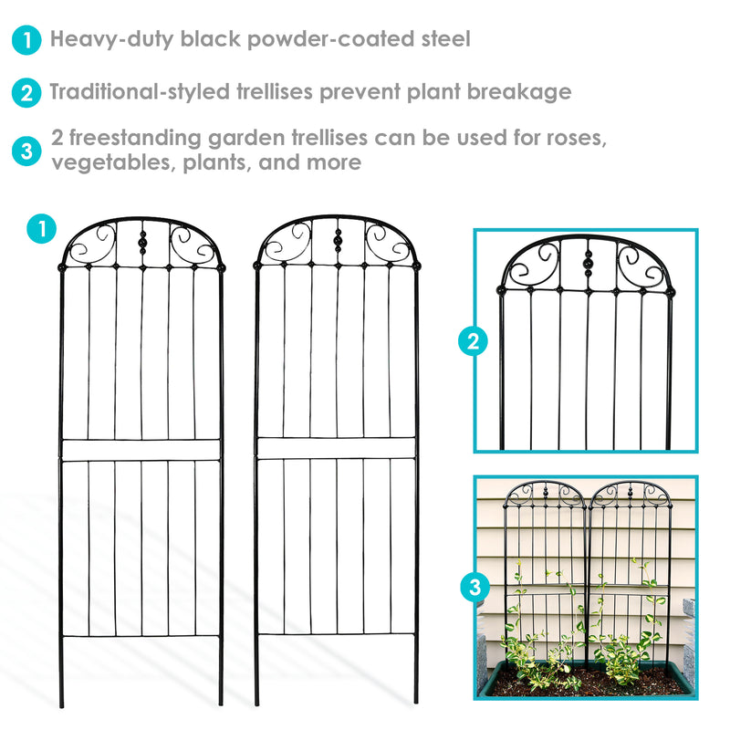 Sunnydaze 32" Traditional Garden Trellis for Plants - Set of 2