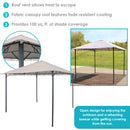 Steel metal frame and canopy corner of 10' x 10' gazebo.