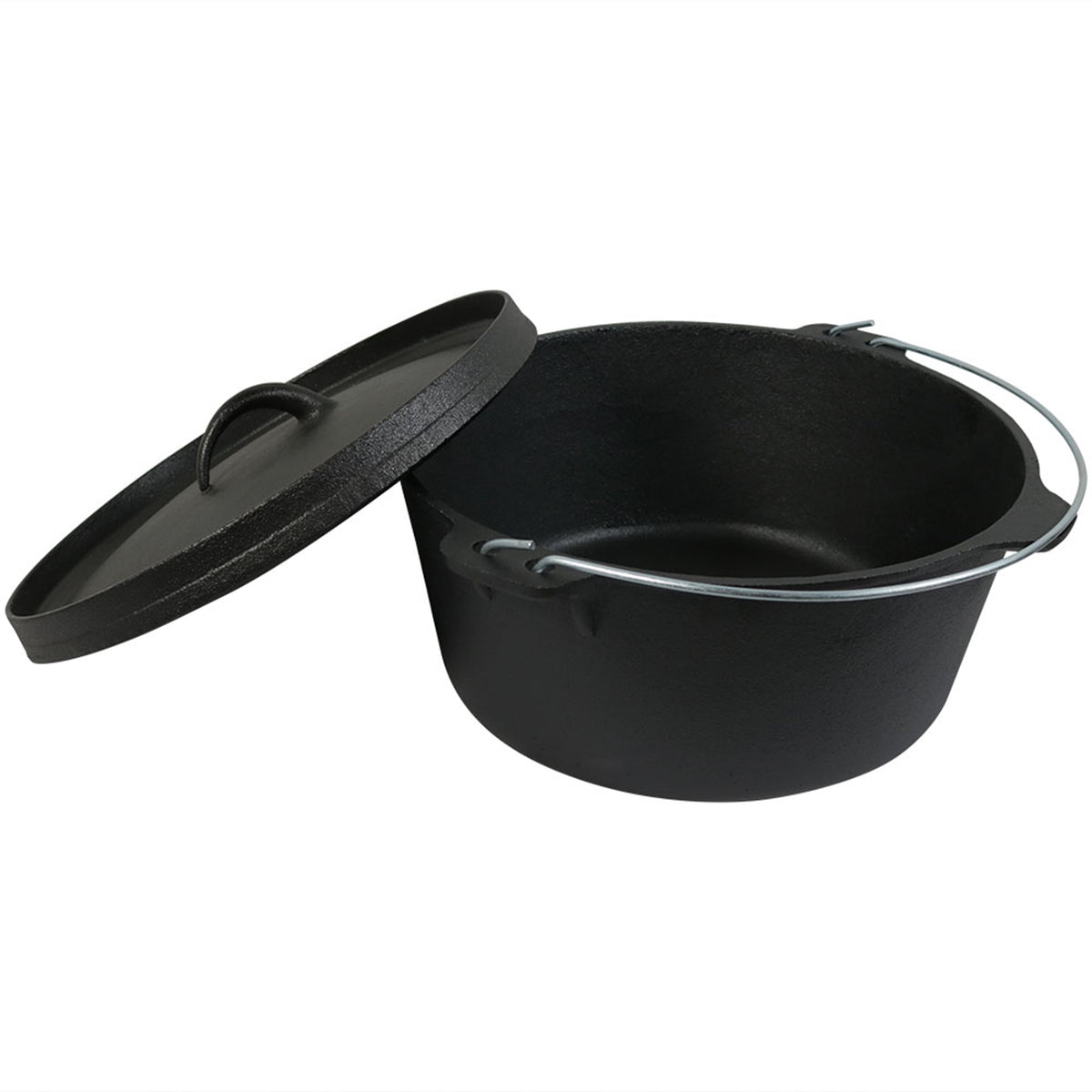 Sunnydaze Decor Black Large Cast Iron Deep Dutch Oven Pre Seasoned - Large  12 8-Quart Pot